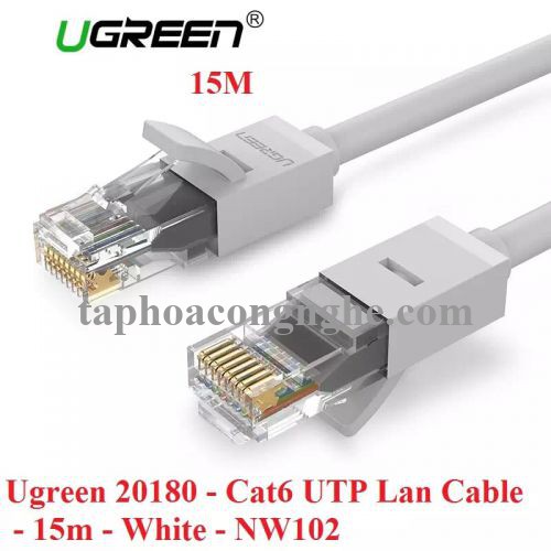 Ugreen 20180 15M màu Trắng Cáp Mạng Lan Cat6 UTP NW102 30020180
